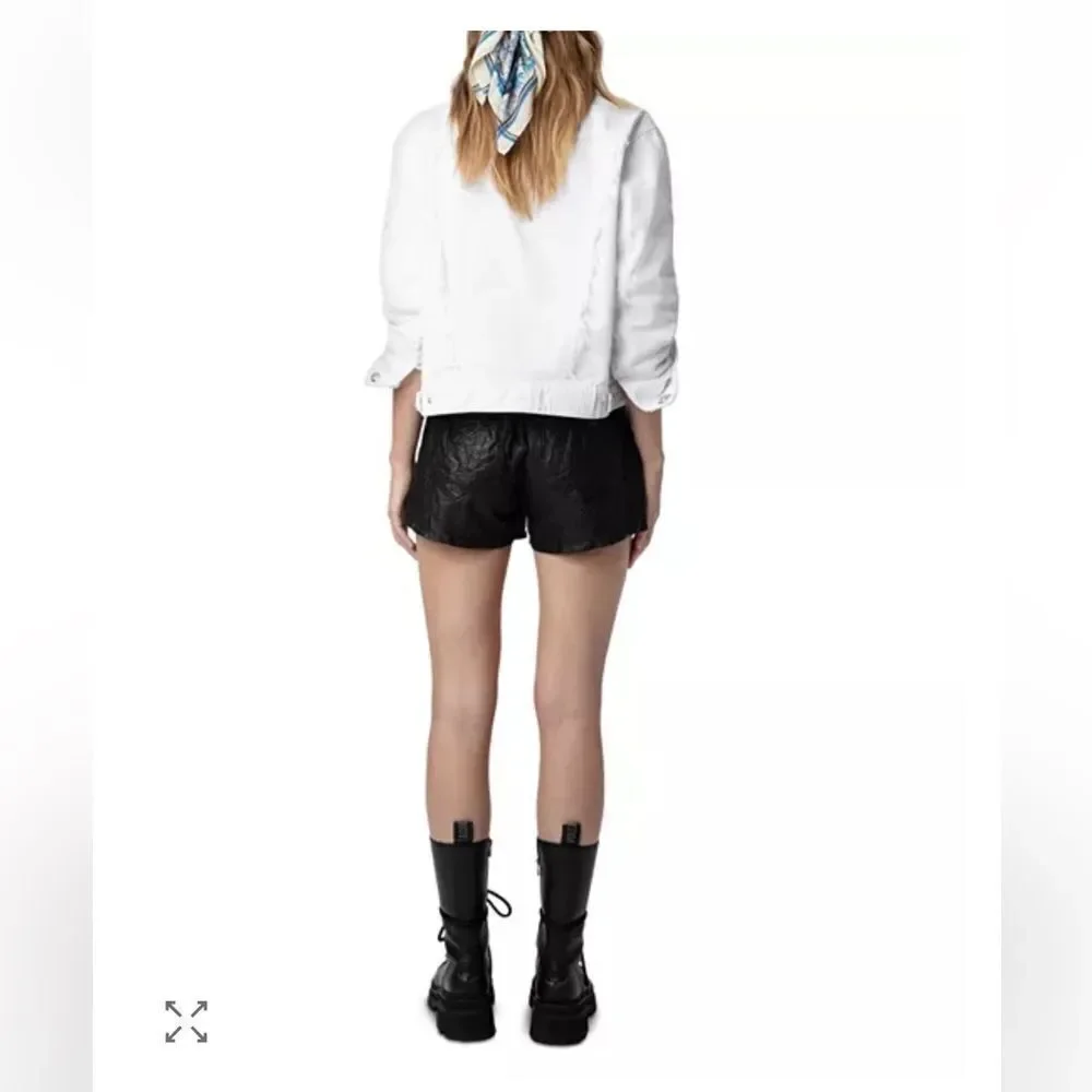 $398 Zadig & Voltaire Kaely Destroy Denim Jacket in White NWT small